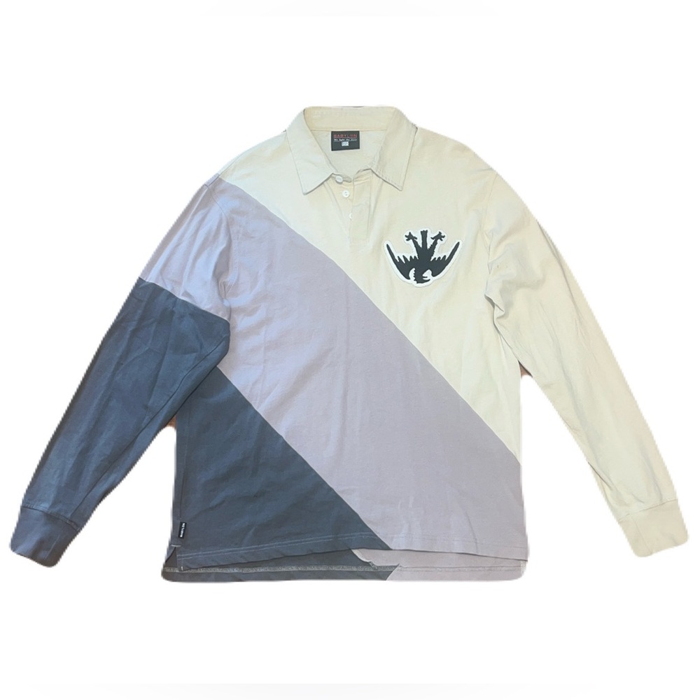 Babylon LA We Light The Fires Rugby Long Sleeve Polo Shirt, Men’s size Large